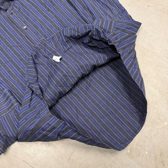 Pal Zileri Dress Shirt Button Down Striped Cotton Long Sleeve Blue 16.5 Large - Picture 8 of 10